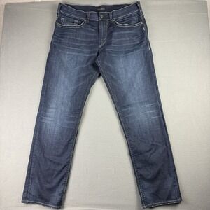 Silver Jeans Mens 36x34 Blue Eddie Straight‎ Relaxed Stretch Dark Wash Western